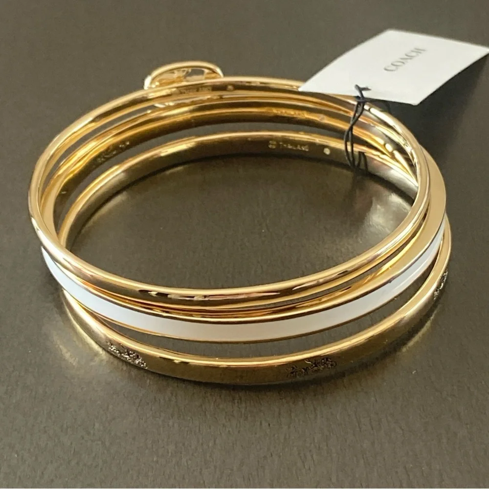 Coach Horse And Carriage Enamel Bangle 3 Piece Bracelet Set NWT - Picture 4 of 10